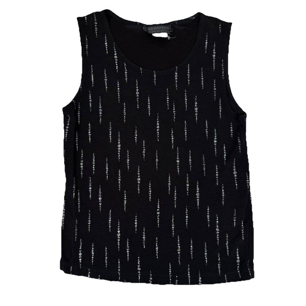 Vintage Y2K Connected‎ Apparel Tank Top Womens L Black Glitter Glam Fairy Grunge